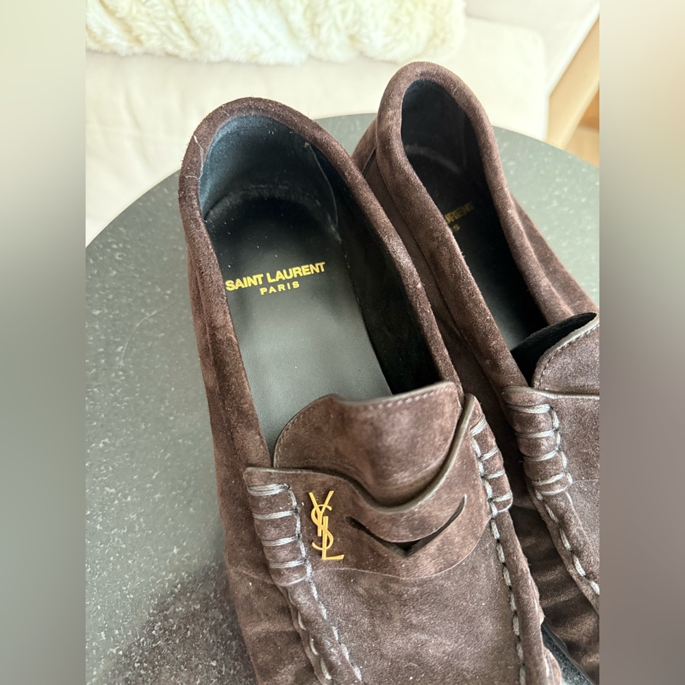 SAINT LAURENT LE LOAFER SUEDE PENNY LOAFERS - Picture 11 of 16